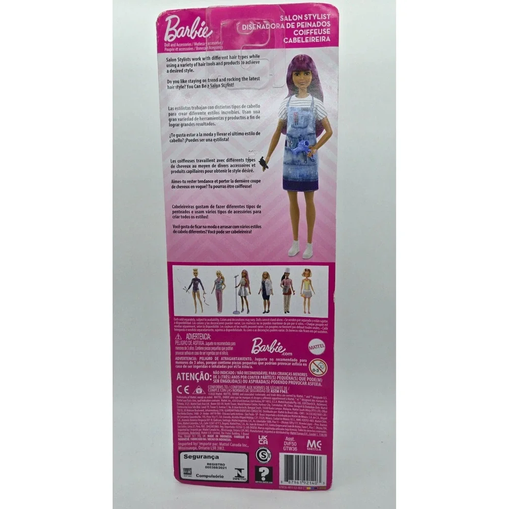 NEW Barbie You Can Be Anything Salon Stylist Purple Hair Hispanic NIB